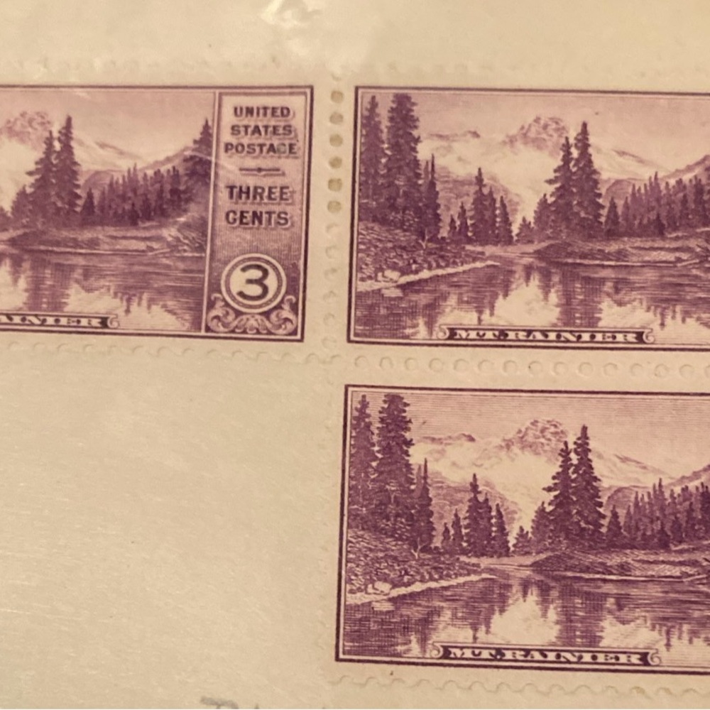 Stamp #742 1934, 3c, National Park. Mt. Rainier, Washington